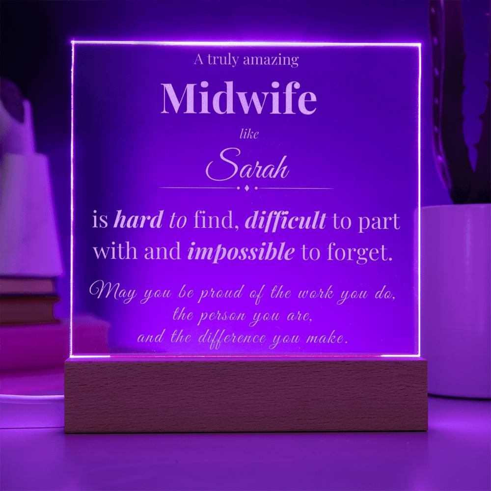 Midwife Appreciation Gift - Engraved Acrylic Square Plaque