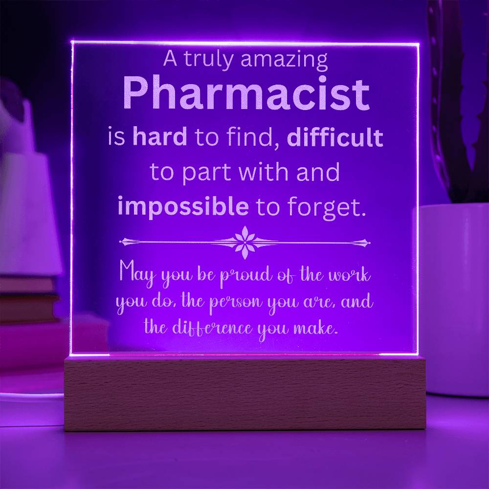 Engraved Personalized Plaque For Pharmacist