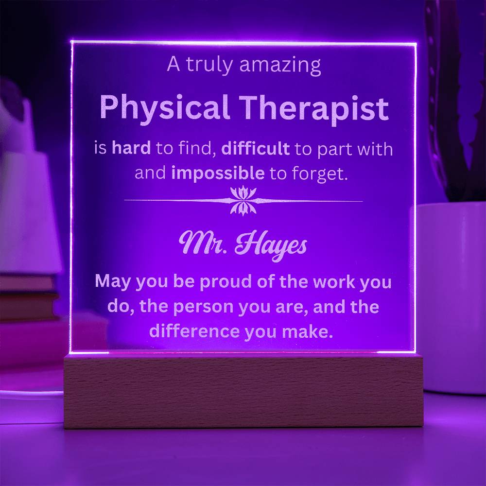 Personalized Physical Therapist Engraved Plaque
