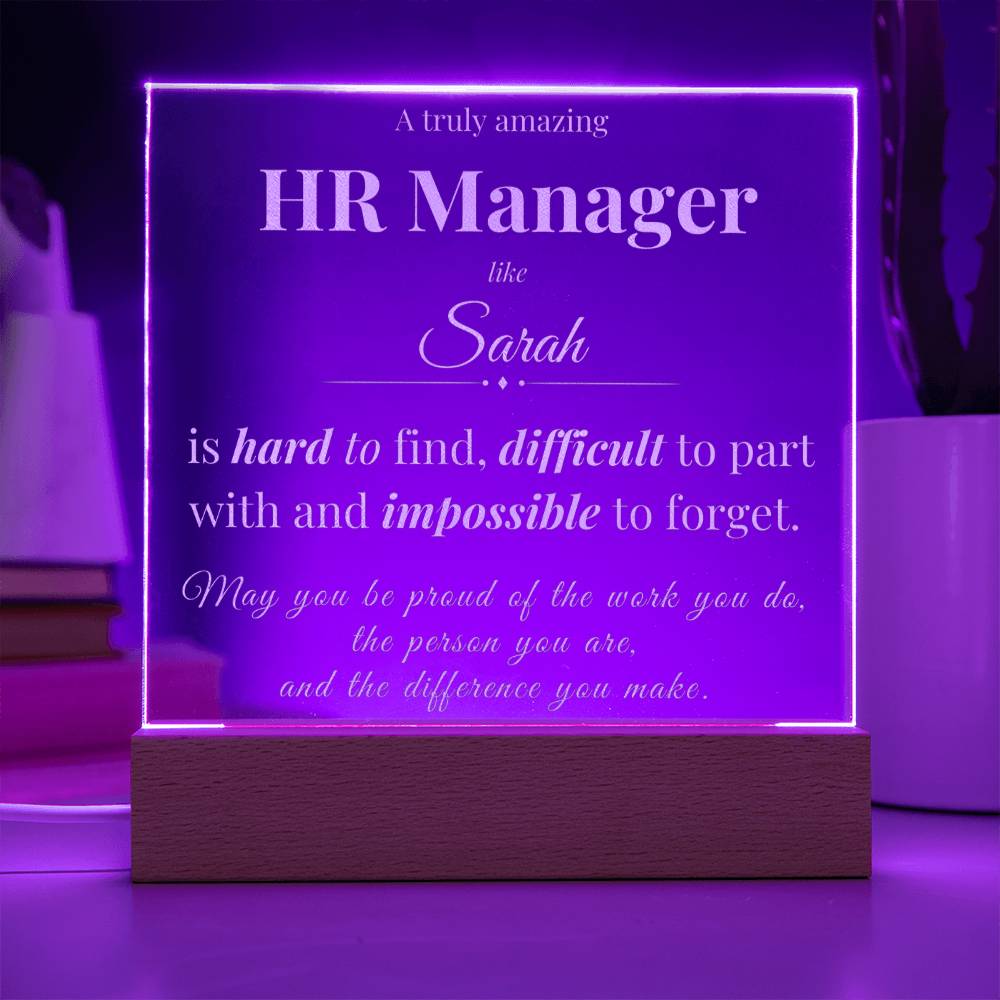 HR Manager Appreciation Gift - Engraved Acrylic Square Plaque