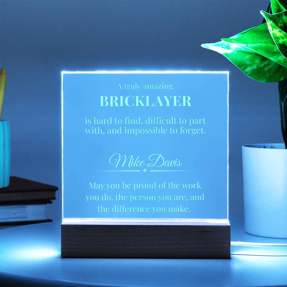 Bricklayer Engraved Acrylic Square Plaque