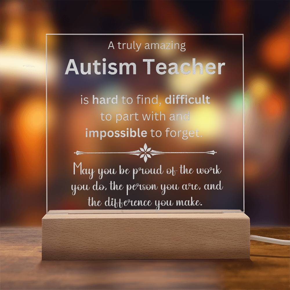 Engraved Plaque Appreciation Gift For Autism Teacher