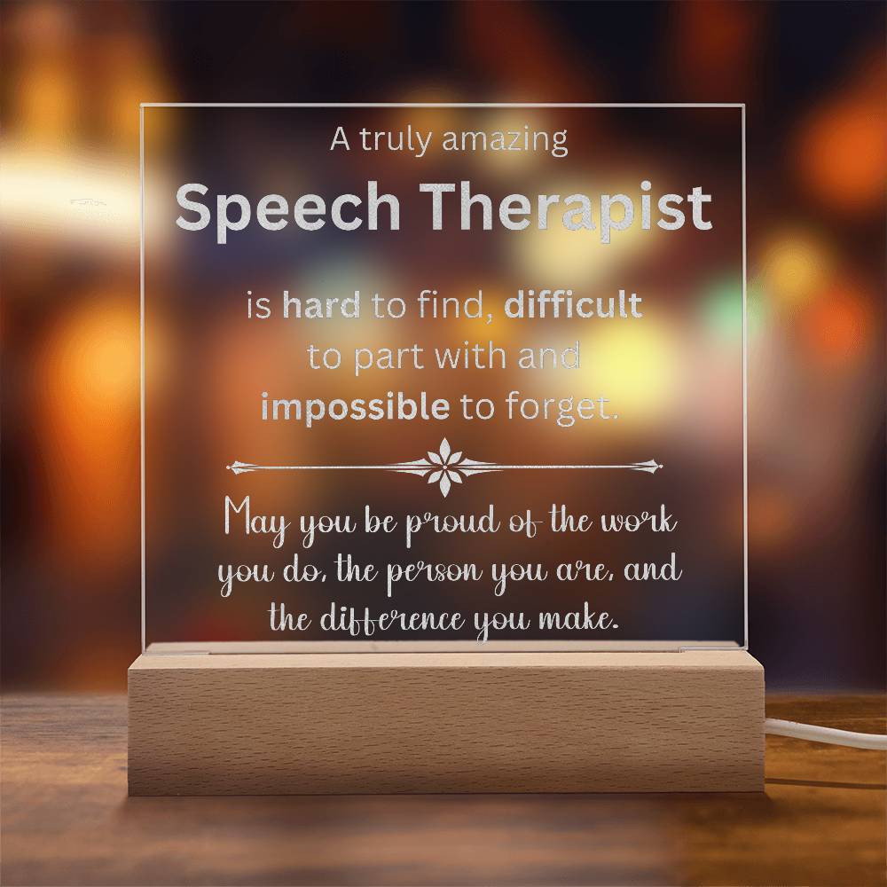Engraved Plaque Appreciation Gift For Speech Therapist