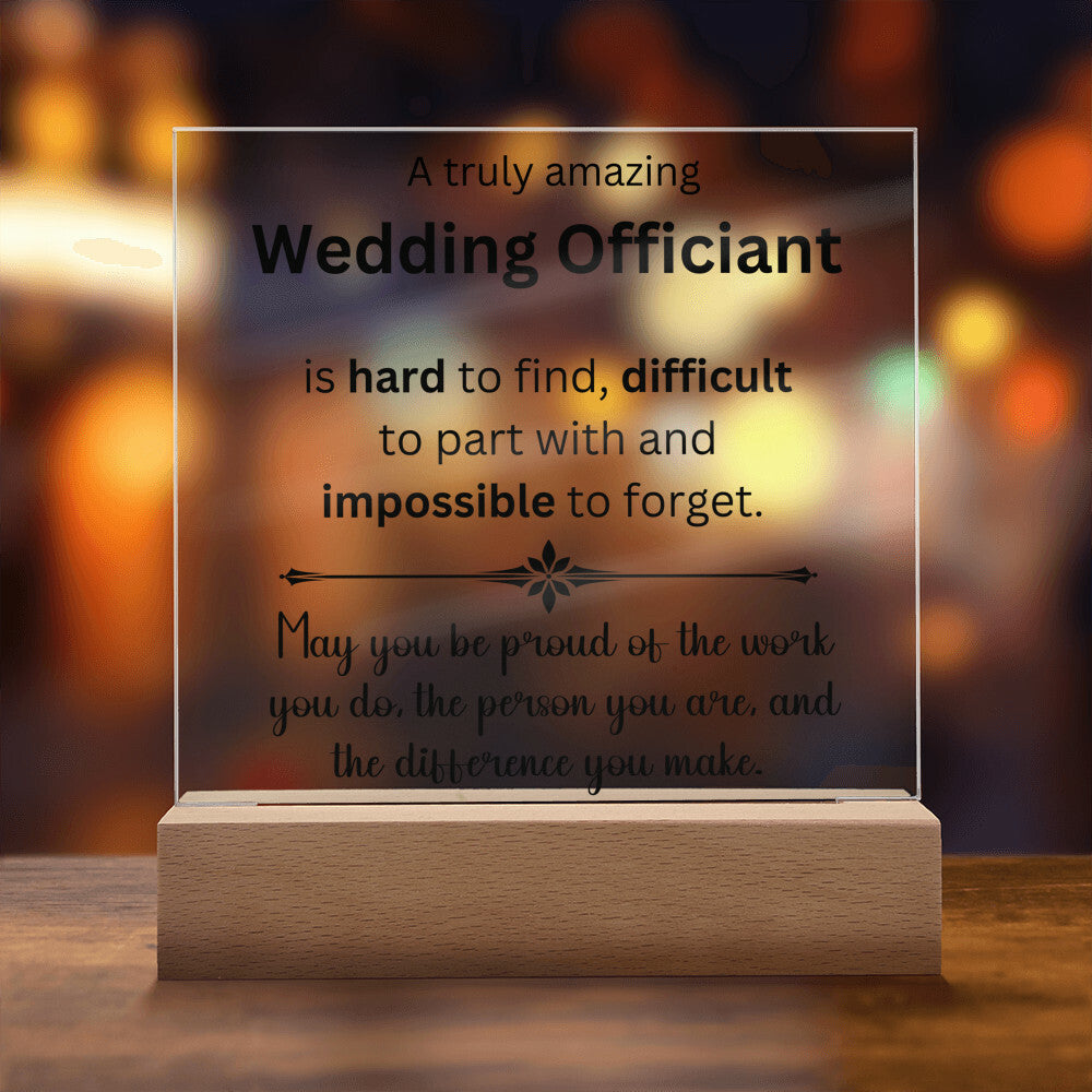Engraved Plaque Appreciation Gift For Wedding Officiant