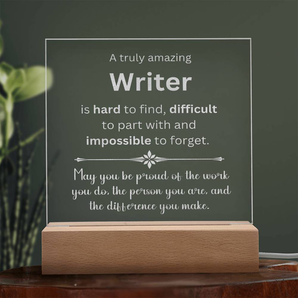 Engraved Plaque Appreciation Gift For Writer