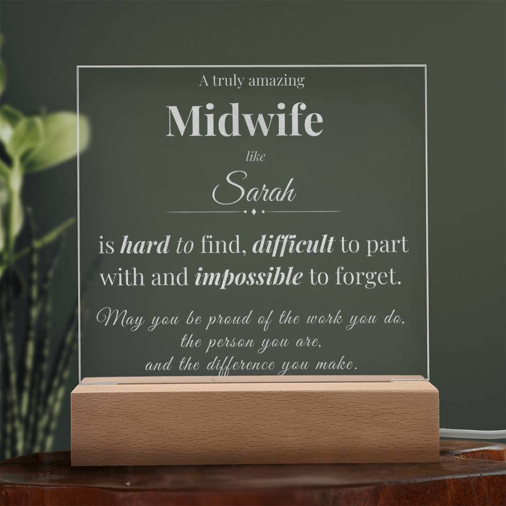 Midwife Appreciation Gift - Engraved Acrylic Square Plaque