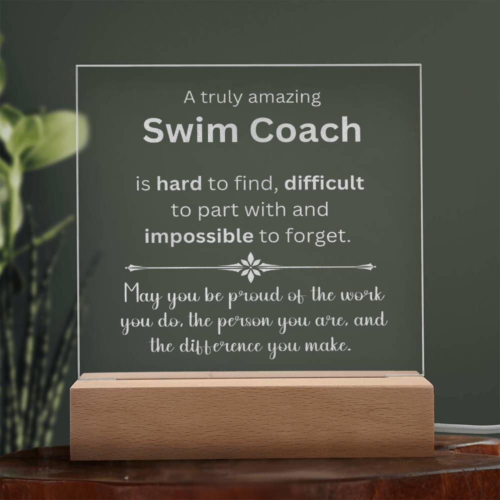 Engraved Plaque Appreciation Gift For Swim Coach