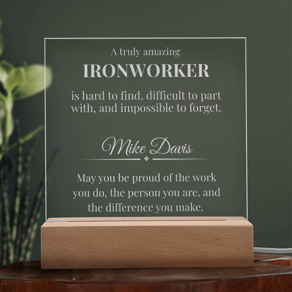 Ironworker Engraved Acrylic Square Plaque