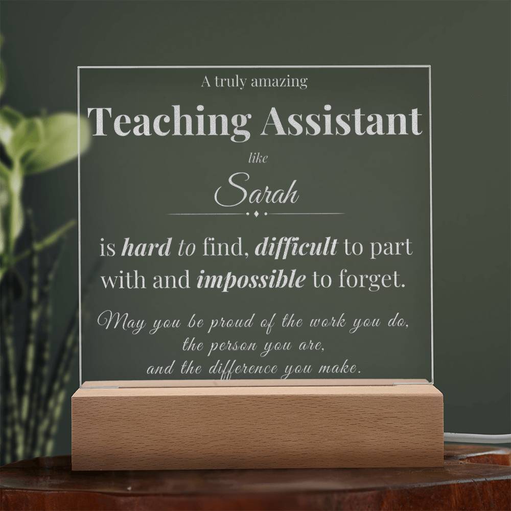 Teaching Assistant Appreciation Gift - Engraved Acrylic Square Plaque