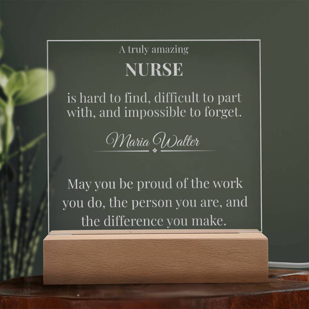 A Truly Amazing Nurse - Engraved Acrylic Square Plaque