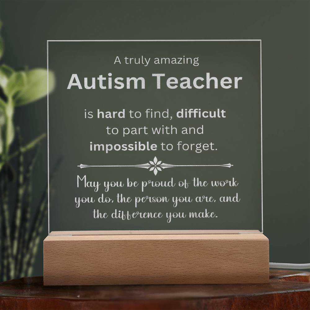 Engraved Plaque Appreciation Gift For Autism Teacher