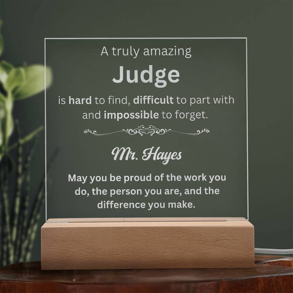Personalized Judge Engraved Plaque