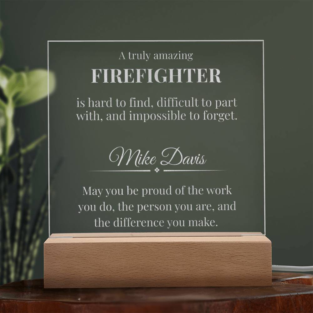Firefighter Engraved Acrylic Square Plaque