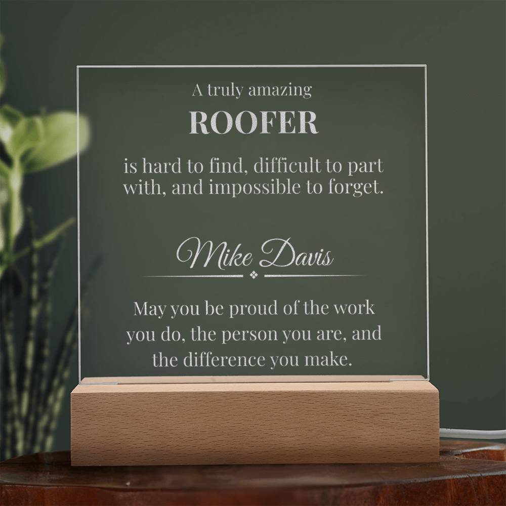 Roofer Engraved Acrylic Square Plaque