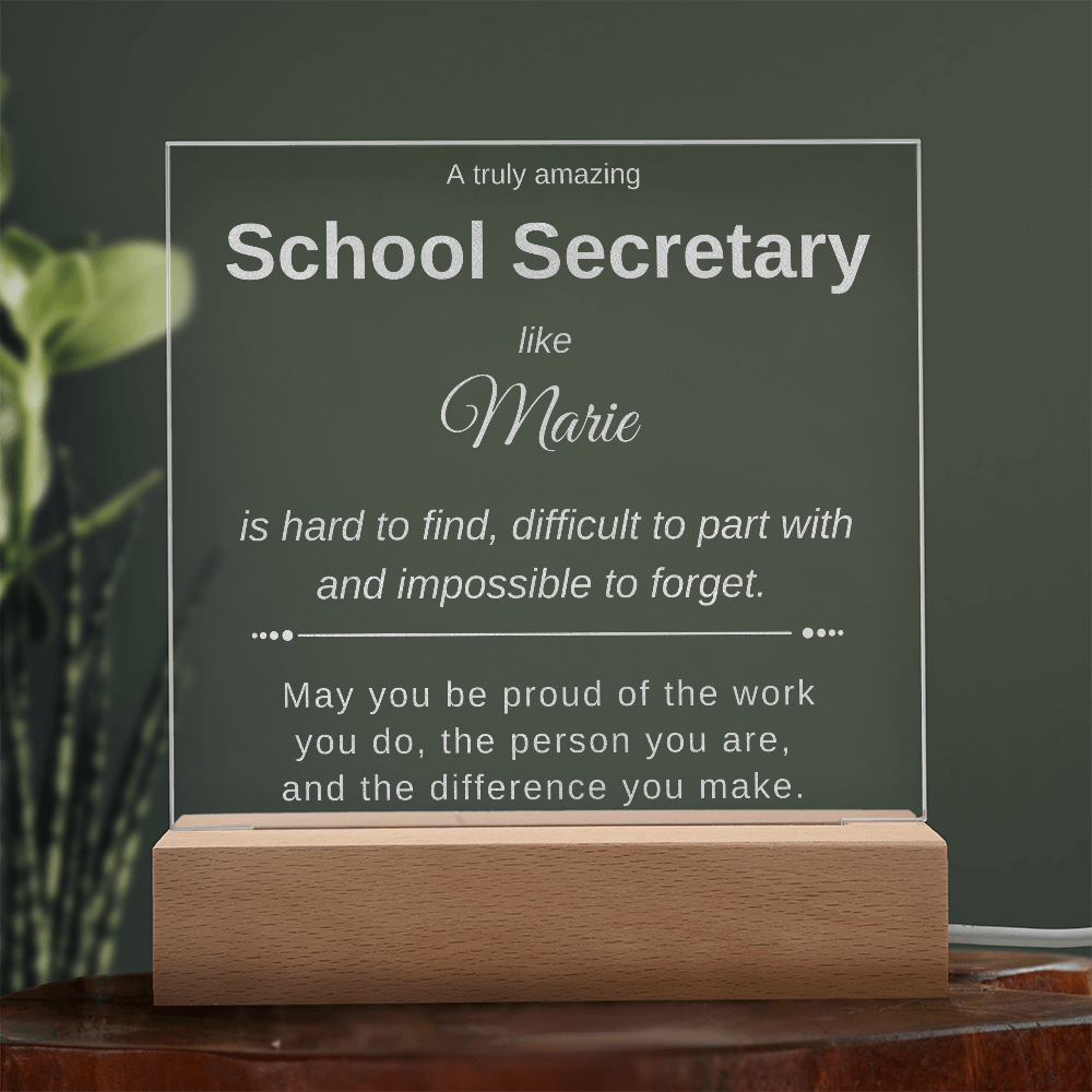 Personalized School Secretary Acrylic Plaque