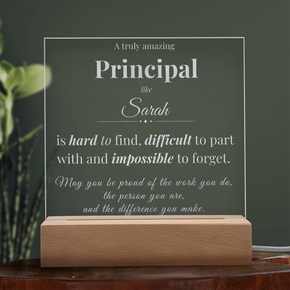 Principal Appreciation Gift - Engraved Acrylic Square Plaque