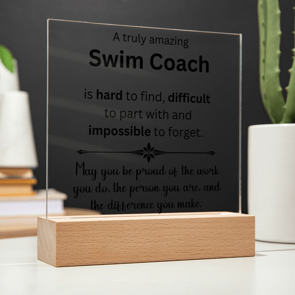 Engraved Plaque Appreciation Gift For Swim Coach