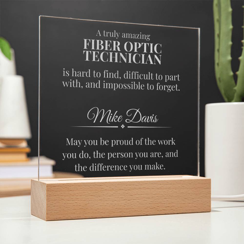 Fiber Optic Technician Engraved Acrylic Square Plaque