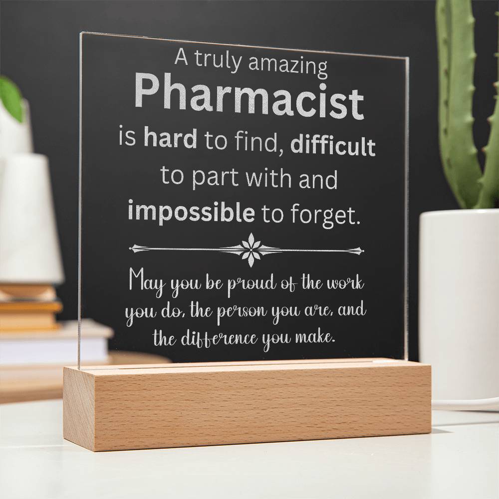 Engraved Personalized Plaque For Pharmacist