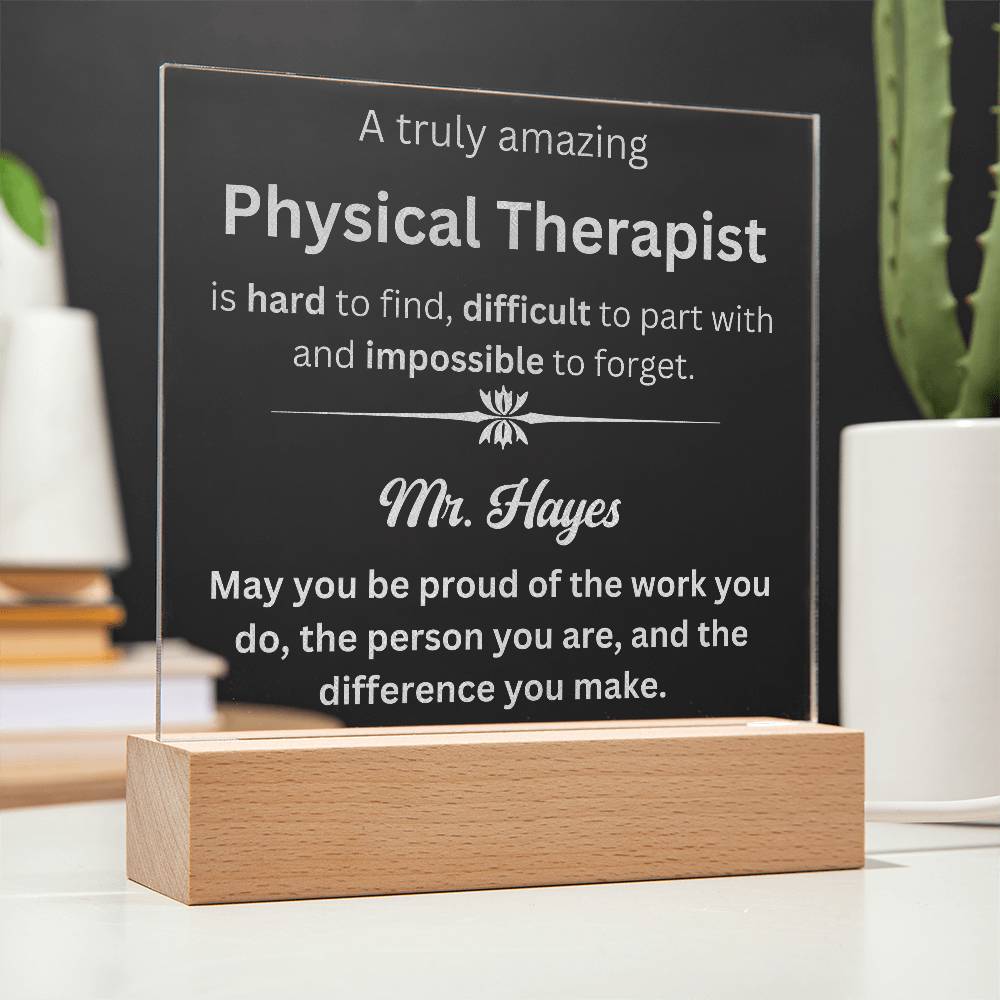 Personalized Physical Therapist Engraved Plaque