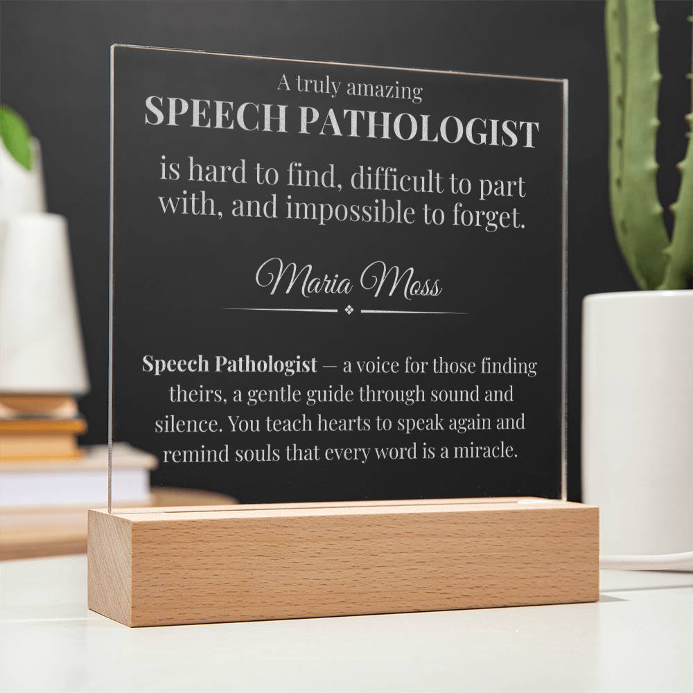 Speech Pathologist Definition Plaque Gift – Thank You Gift for Speech Therapist