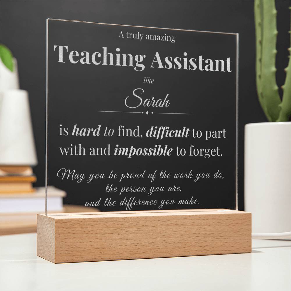 Teaching Assistant Appreciation Gift - Engraved Acrylic Square Plaque