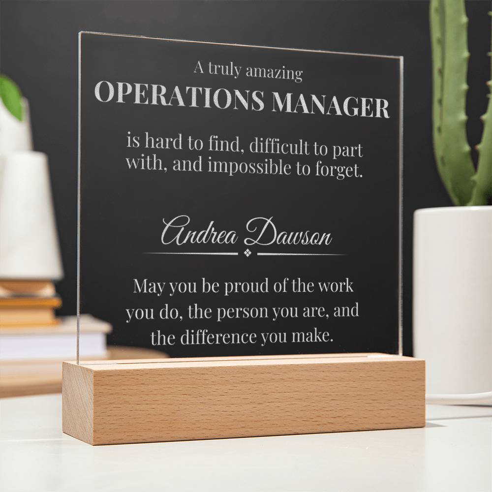 Operations Manager Engraved Acrylic Square Plaque