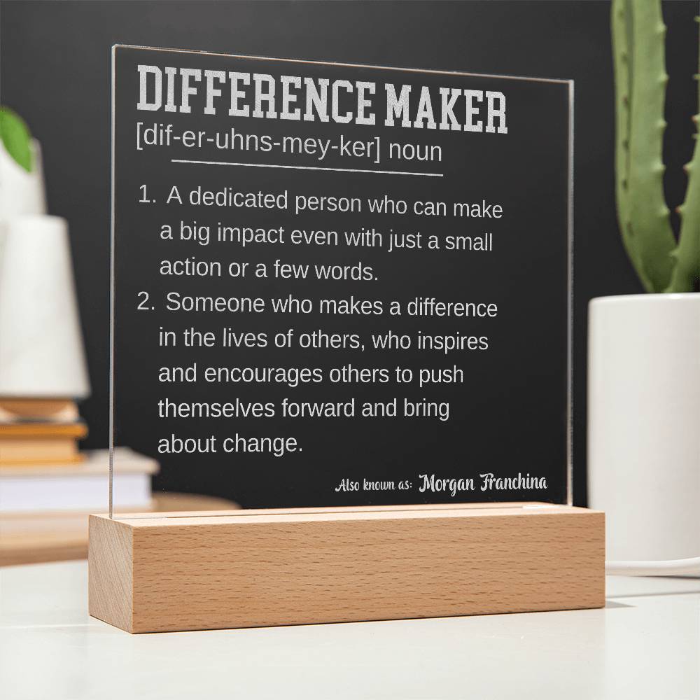 Engraved Personalized Plaque 6 For Difference Maker