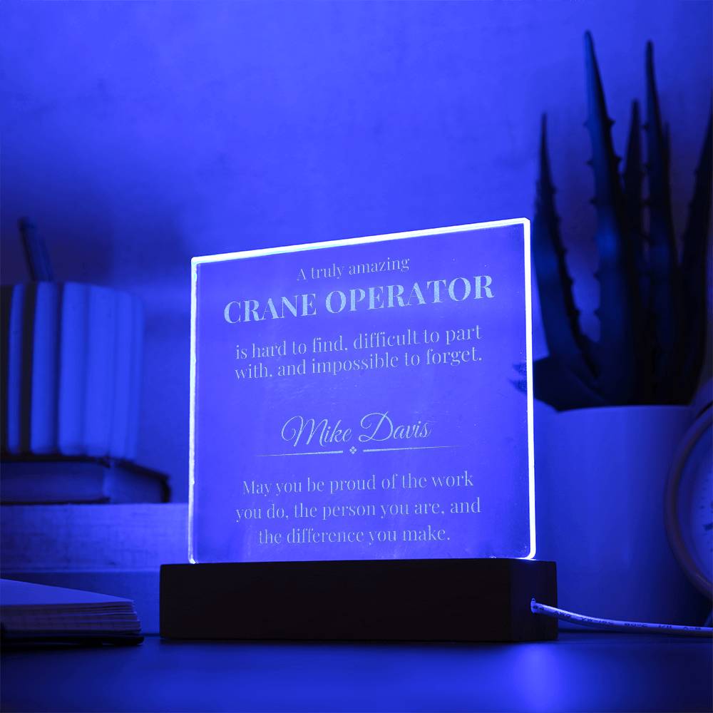 Crane Operator Engraved Acrylic Square Plaque