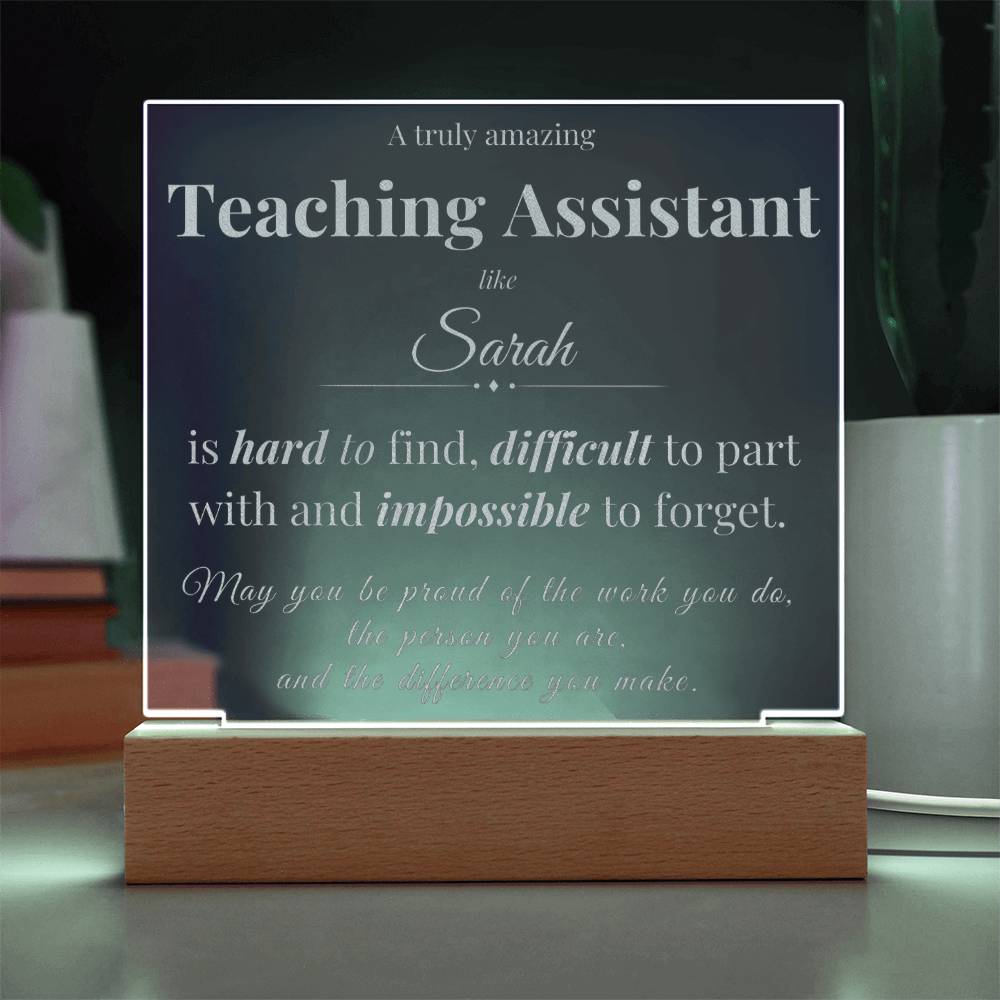 Teaching Assistant Appreciation Gift - Engraved Acrylic Square Plaque