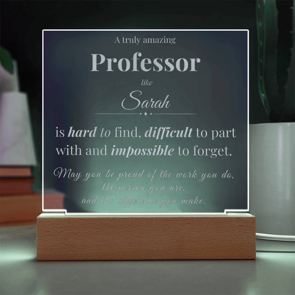 Professor Appreciation Gift - Engraved Acrylic Square Plaque