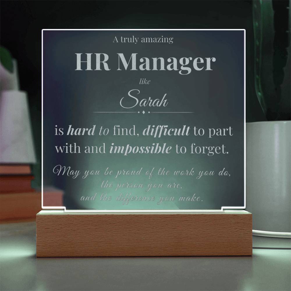 HR Manager Appreciation Gift - Engraved Acrylic Square Plaque