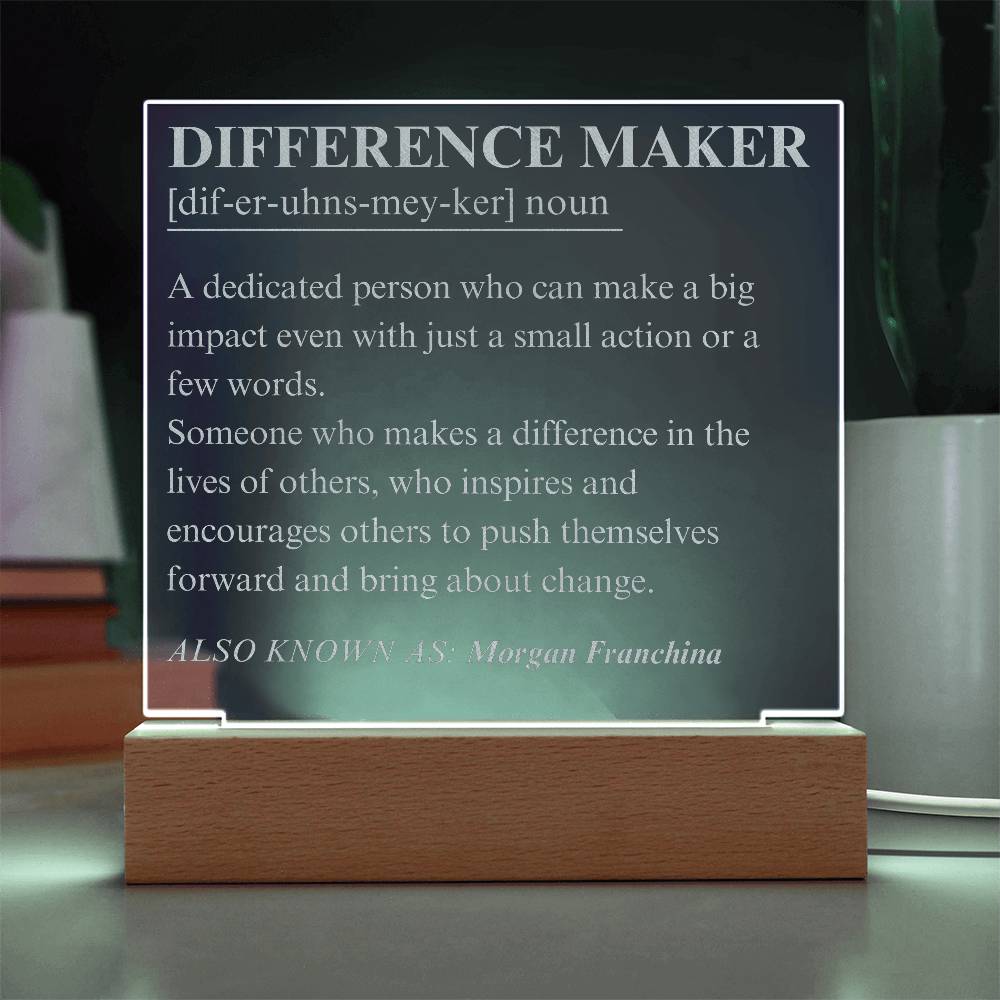 Engraved Personalized Plaque 3 For Difference Maker
