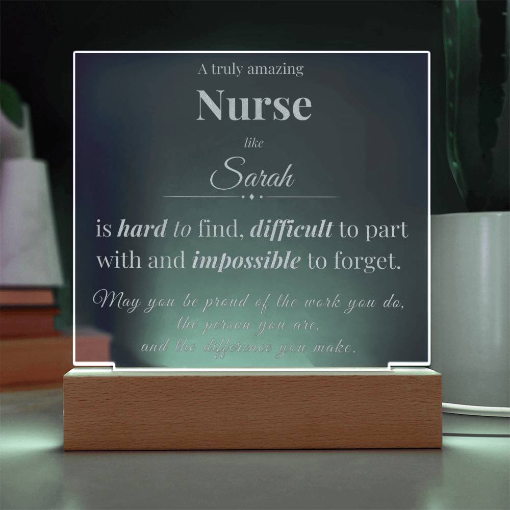 Nurse Appreciation Gift - Engraved Acrylic Square Plaque