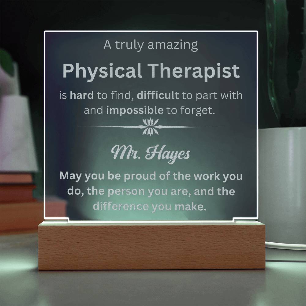 Personalized Physical Therapist Engraved Plaque