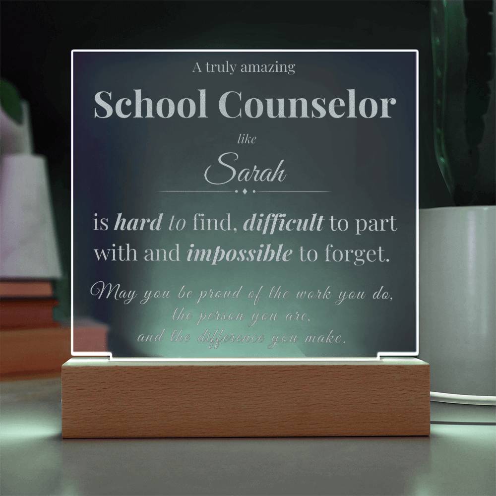 School Counselor Appreciation Gift - Engraved Acrylic Square Plaque