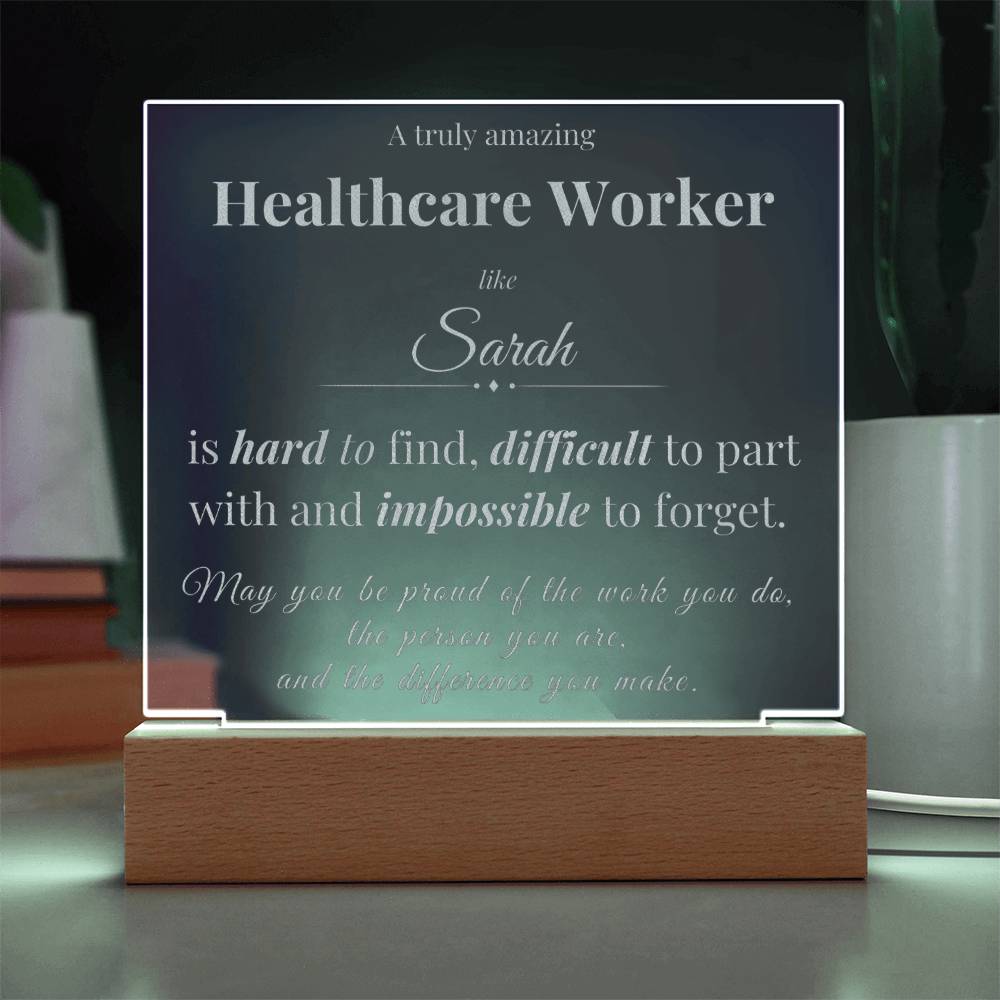 Healthcare Worker Appreciation Gift - Engraved Acrylic Square Plaque