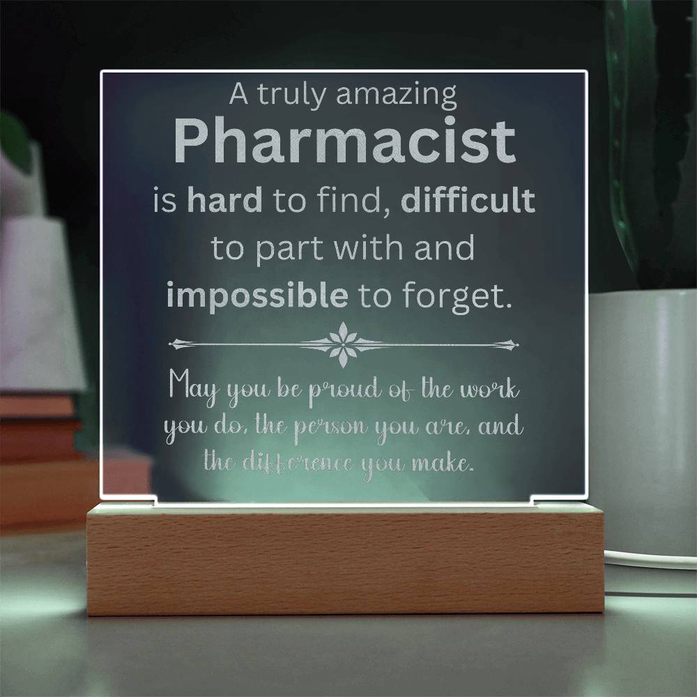 Engraved Personalized Plaque For Pharmacist