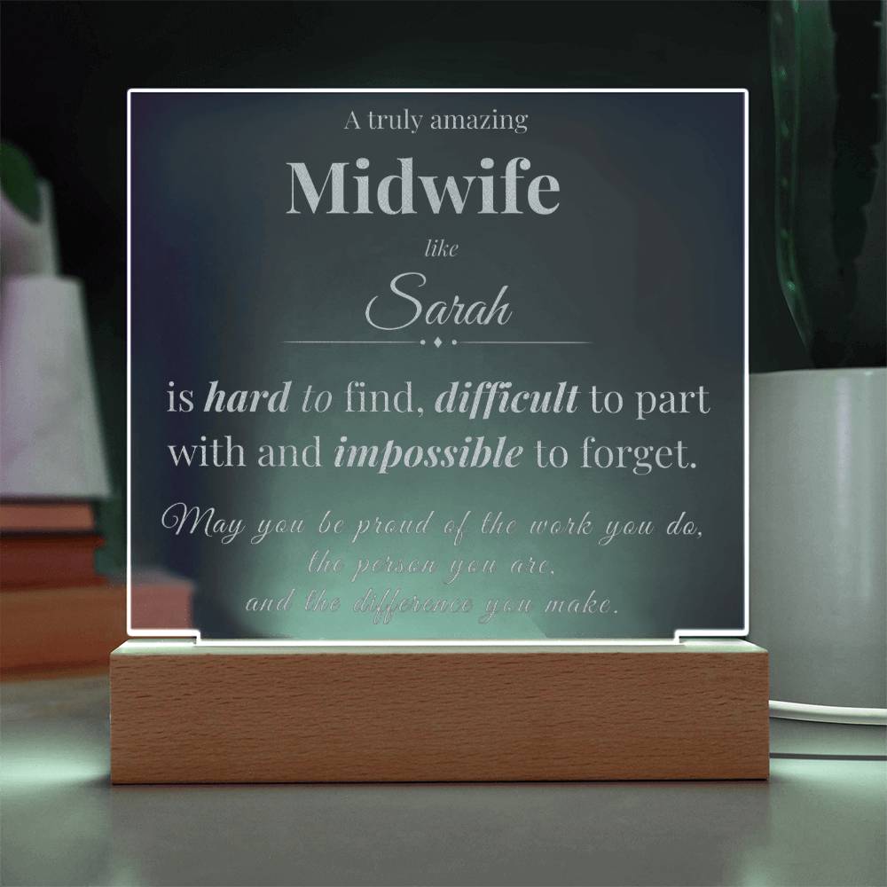 Midwife Appreciation Gift - Engraved Acrylic Square Plaque