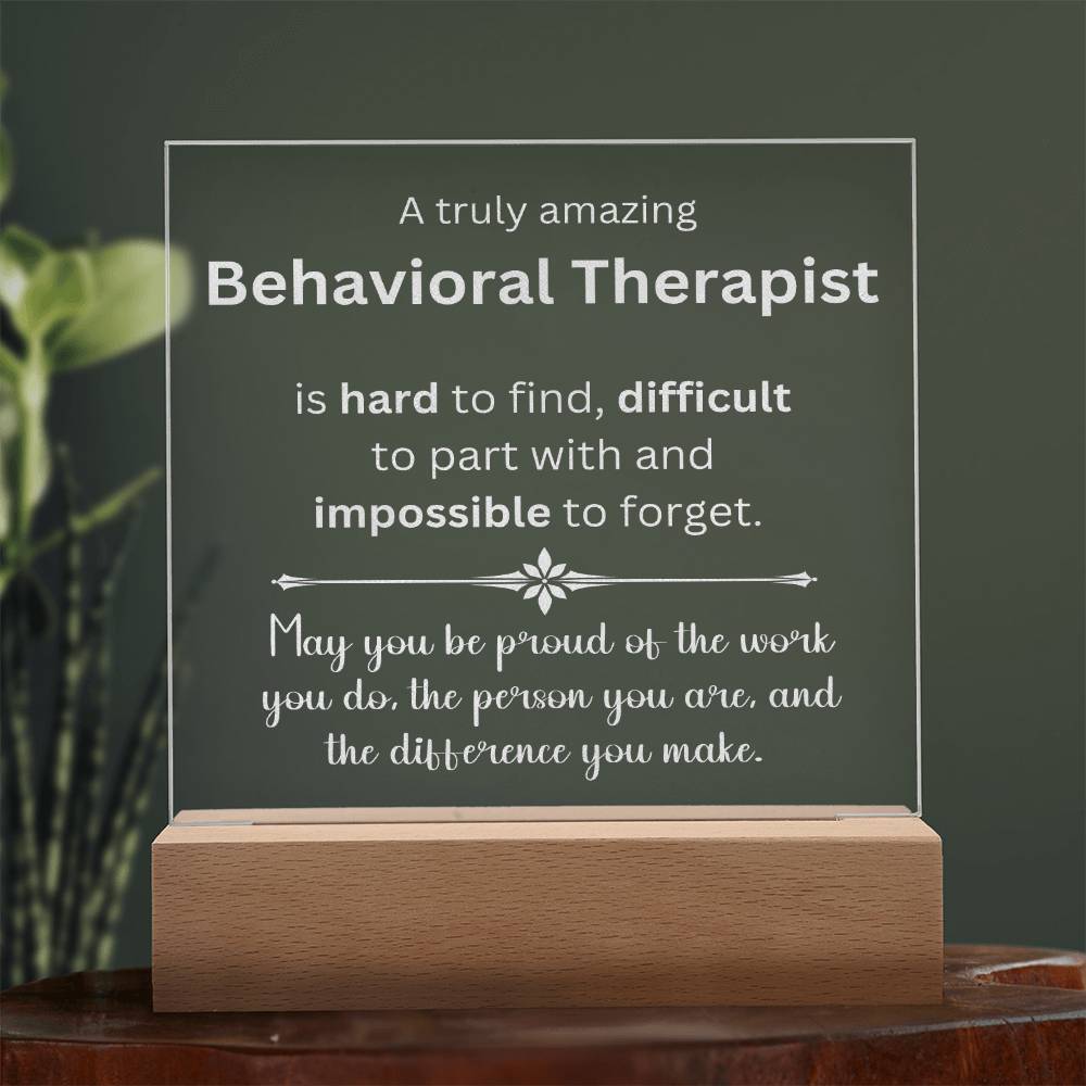 Engraved Plaque Appreciation Gift For Behavioral Therapist