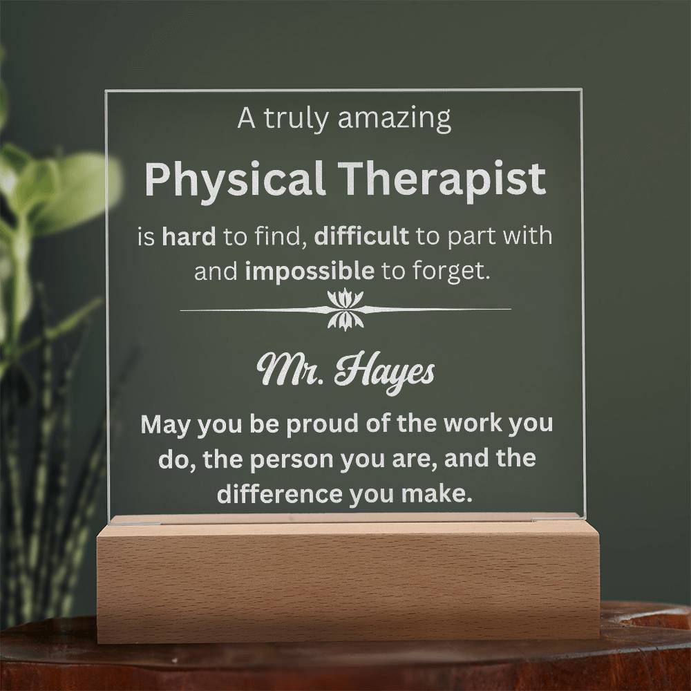 Personalized Physical Therapist Engraved Plaque