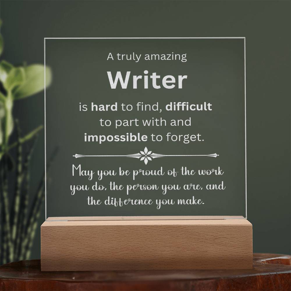 Engraved Plaque Appreciation Gift For Writer