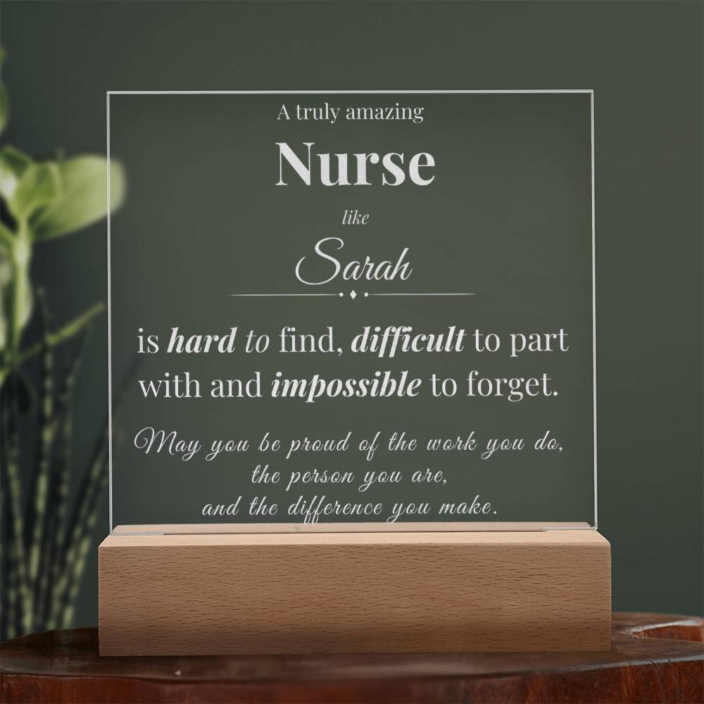 Nurse Appreciation Gift - Engraved Acrylic Square Plaque