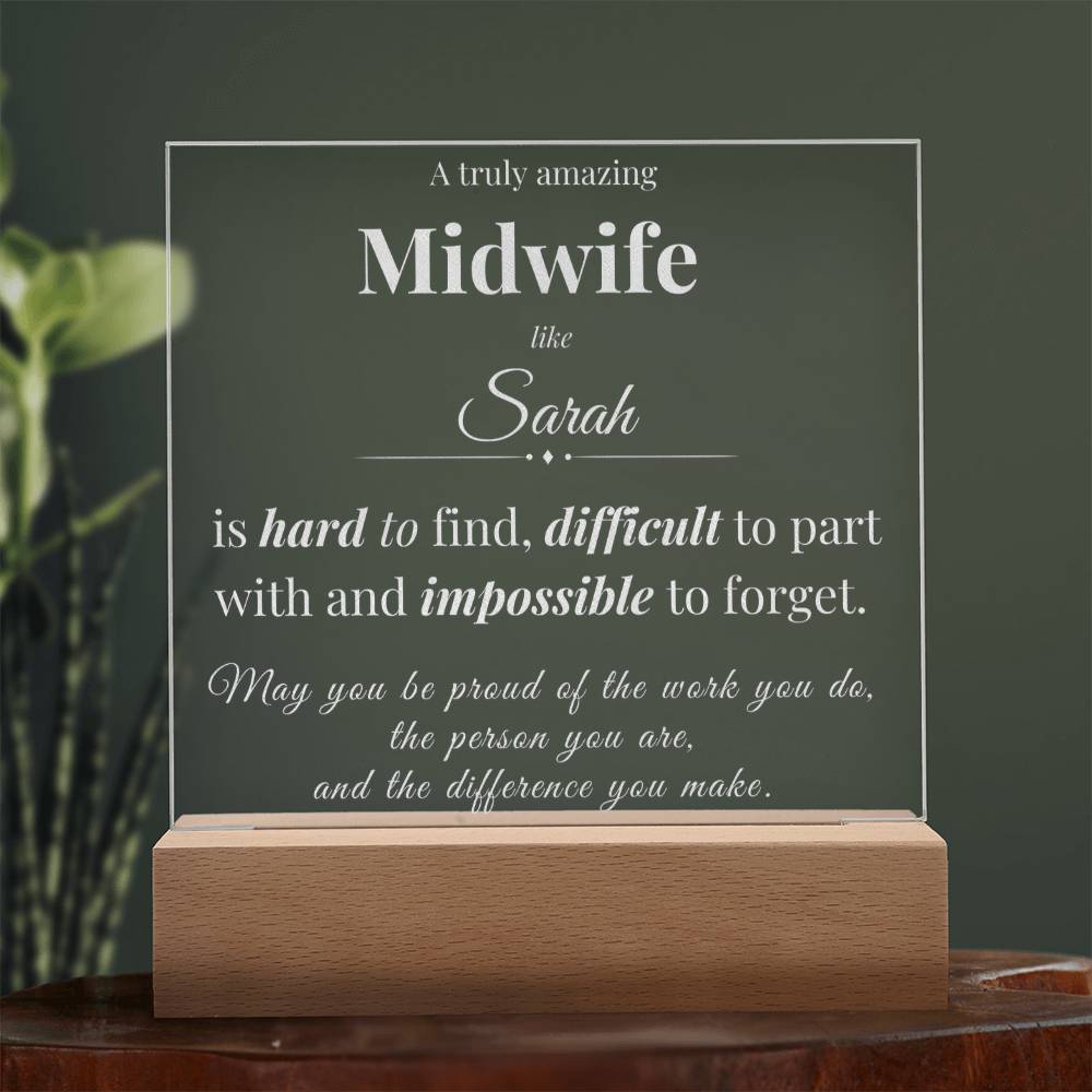Midwife Appreciation Gift - Engraved Acrylic Square Plaque