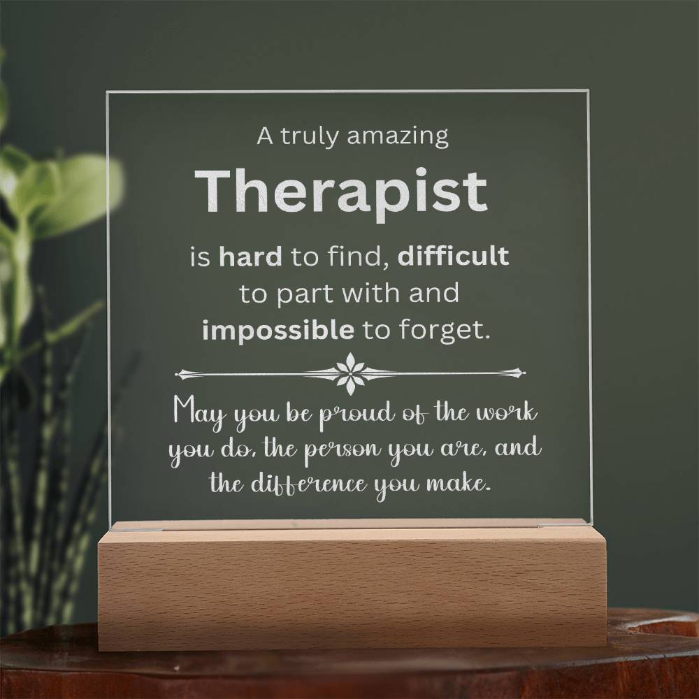 Engraved Plaque Appreciation Gift For Therapist