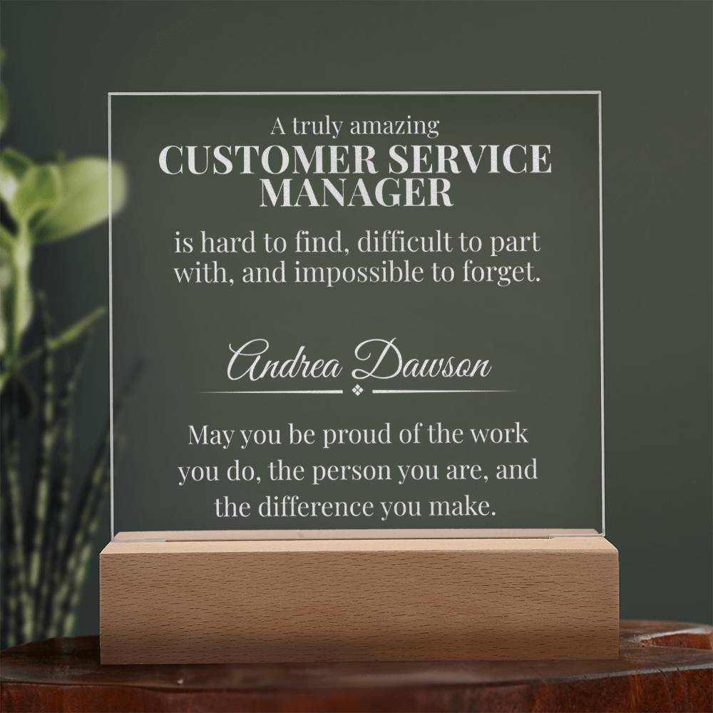 Customer Service Manager Engraved Acrylic Square Plaque