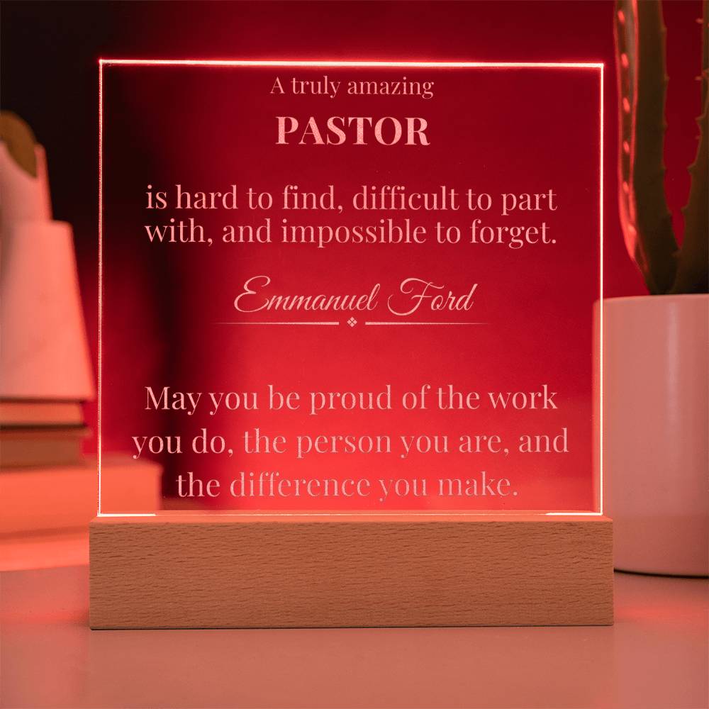 A Truly Amazing Pastor Gift - Engraved Acrylic Square Plaque