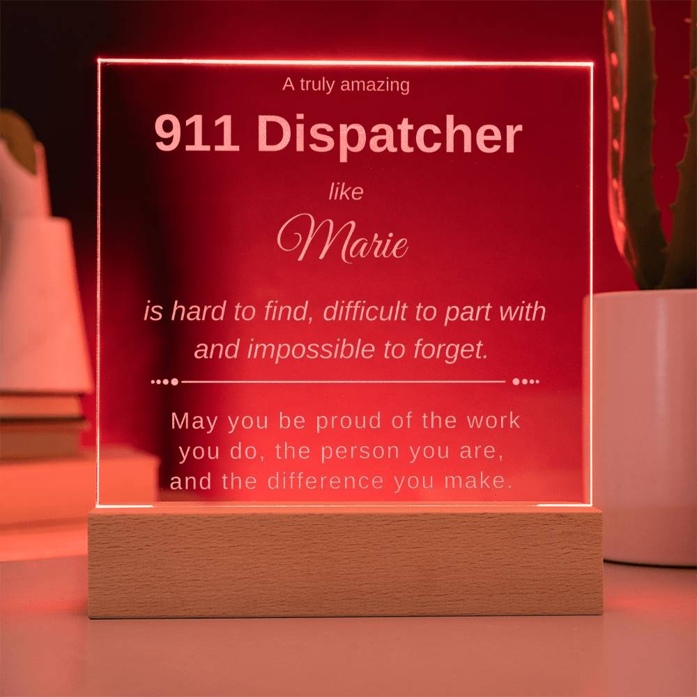 Personalized 911 Dispatcher Acrylic Plaque