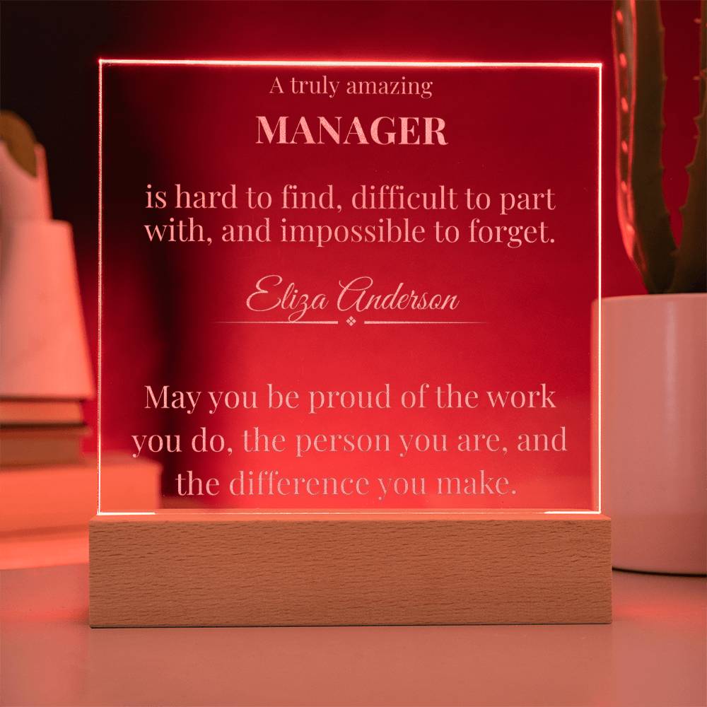 A Truly Amazing Manager Gift - Engraved Acrylic Square Plaque