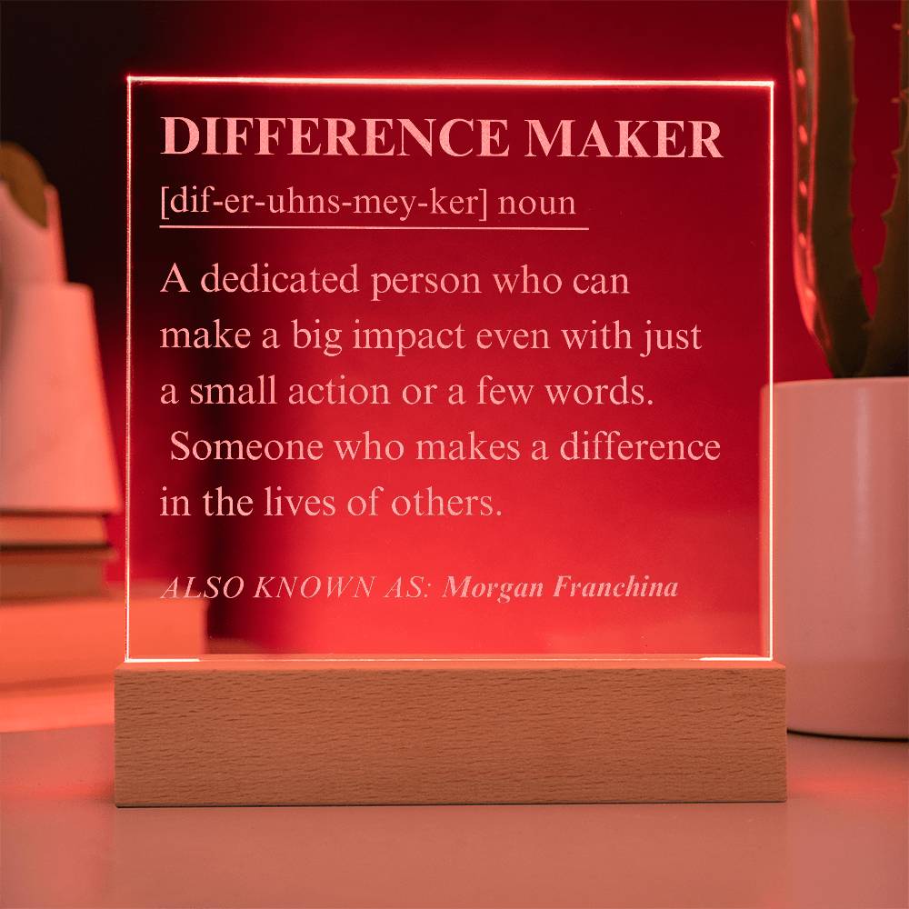 Engraved Personalized Plaque For Difference Maker